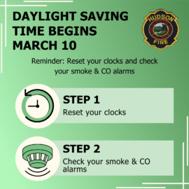 Hudson Fire Department Reminds Residents to Change Clocks and Check Alarms as Daylight Saving Time Begins